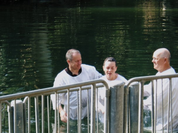 TIM'S DAUGHTER WRILEY BAPTISED IN JORDAN RIVER.