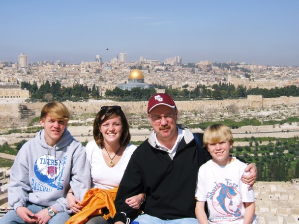 TIM AND HIS KIDS ON MOUNT OF OLIVES.